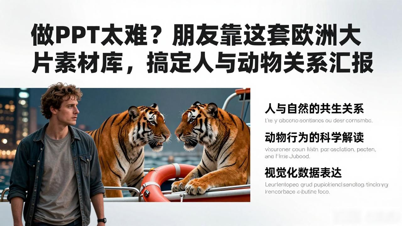做PPT太难？朋友靠这套欧美大片素材库，搞定人与动物关系汇报